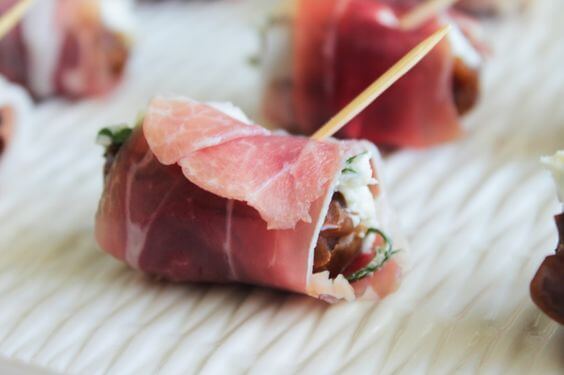 cheese stuffed dates with prosciutto