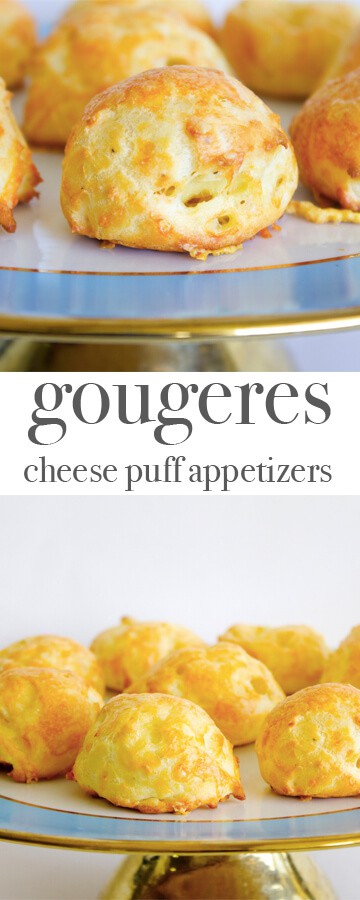 Gougeres - cheese puff appetizers. Recipe via MonPetitFour.com