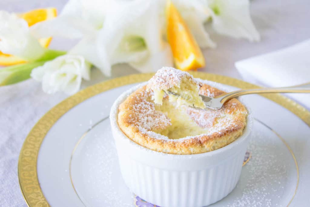 orange souffle on a spoon image