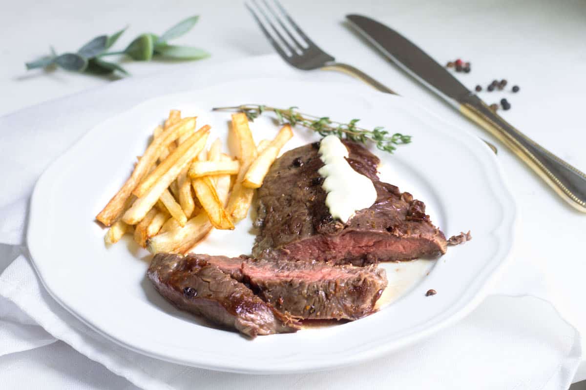 Steak Frites: A Parisian bistro favorite made right at home! Recipe via MonPetitFour.com