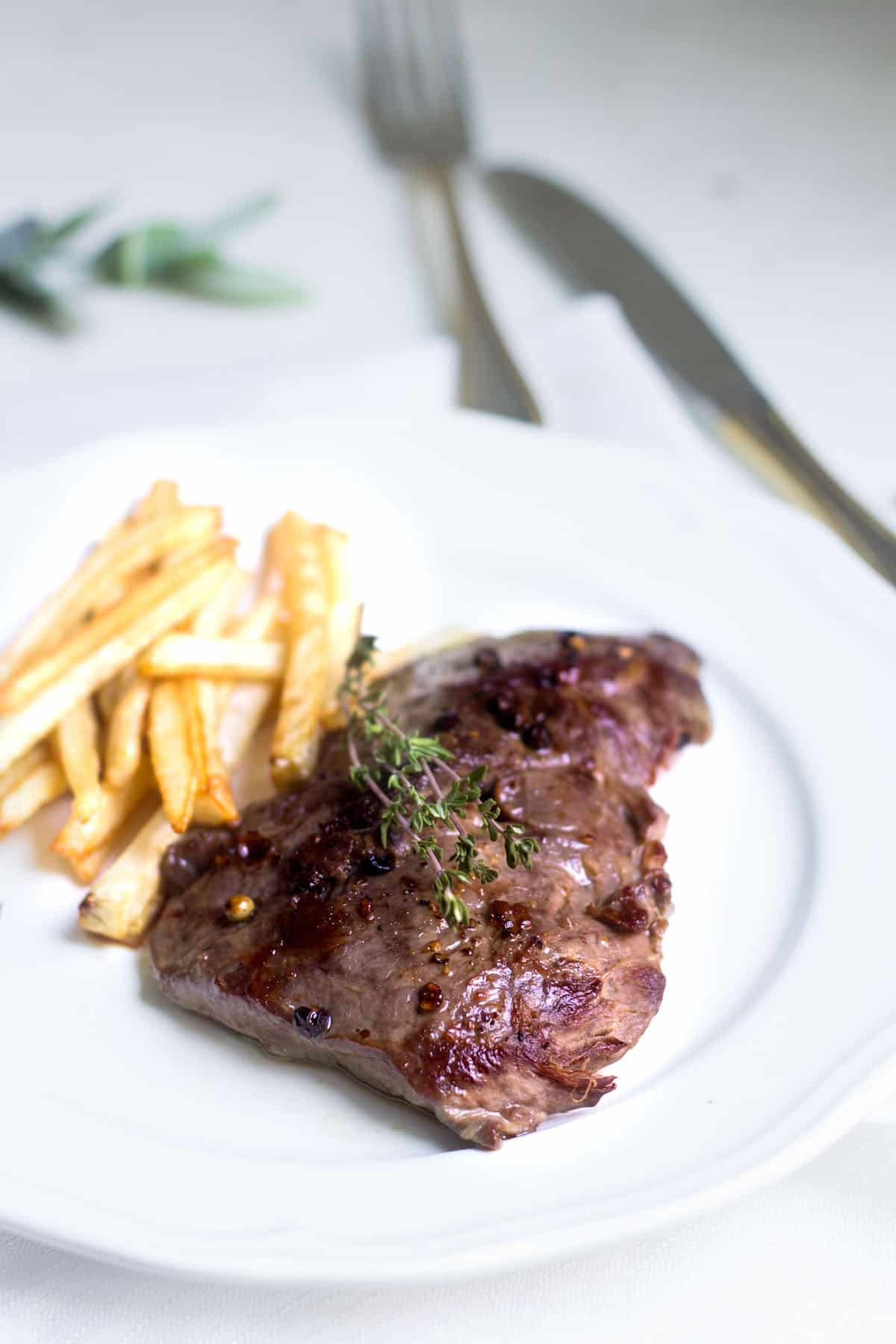 Steak Frites: A Parisian bistro favorite made right at home! Recipe via MonPetitFour.com
