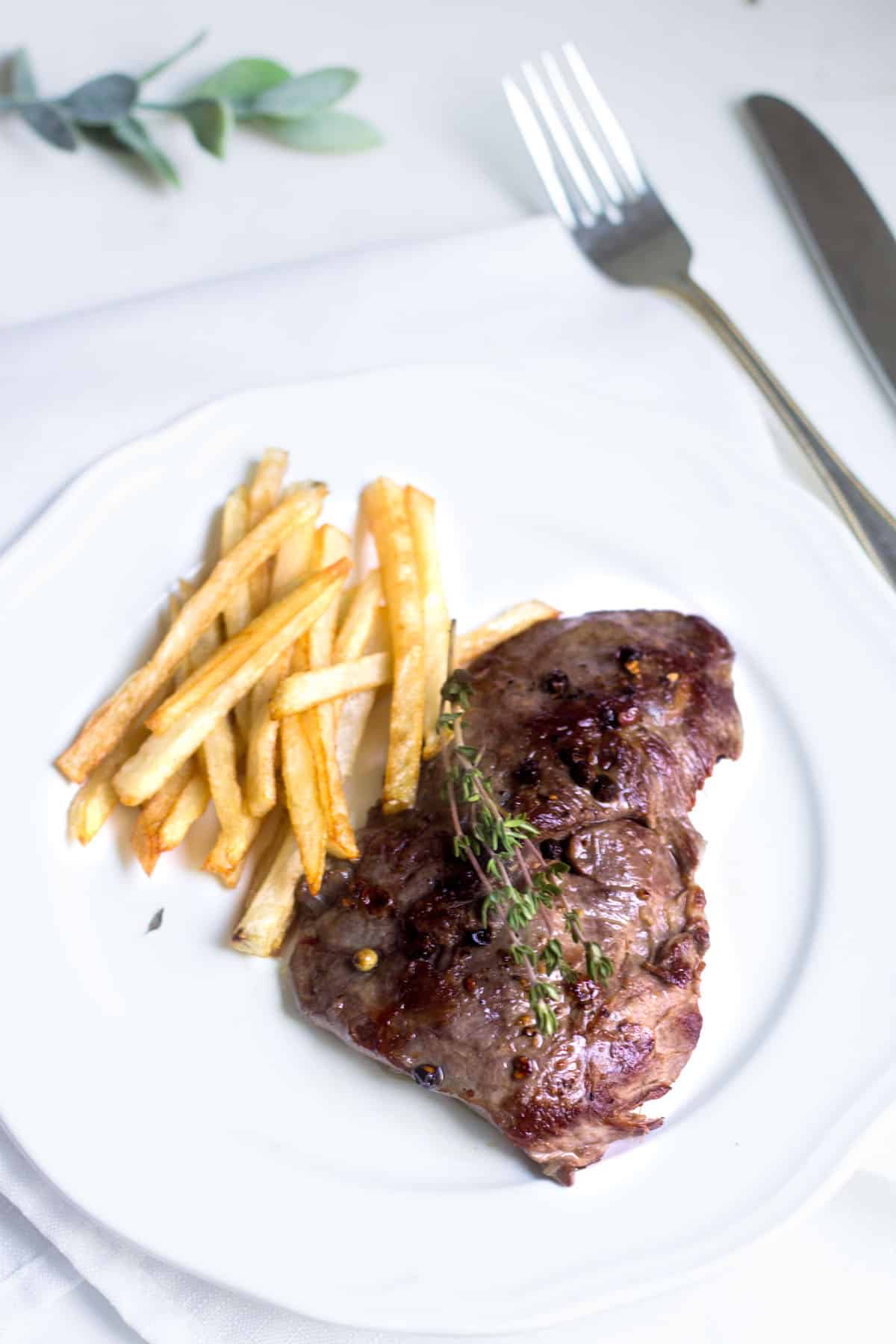 Steak Frites: A Parisian bistro favorite made right at home! Recipe via MonPetitFour.com