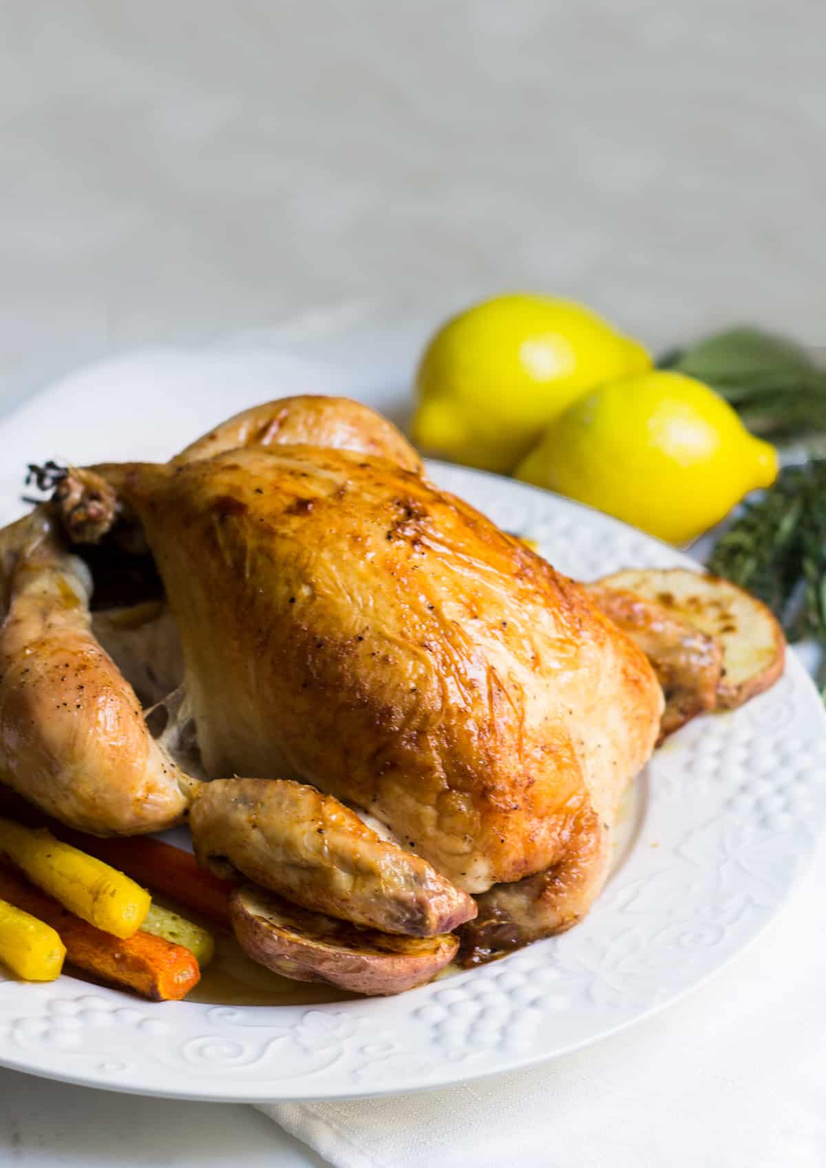 Poulet Roti: Roast chicken done the French way. A recipe for juicy, crisp chicken that'll taste and look fantastic. Recipe via MonPetitFour.com