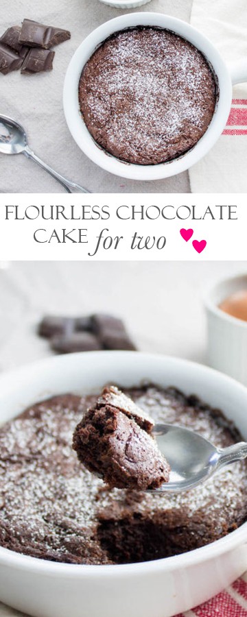 Flourless Chocolate Cake: Perfect dessert for two! Recipe via MonPetitFour.com