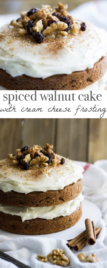 Spiced Walnut Cake with Cream Cheese Frosting. Recipe via MonPetitFour.com