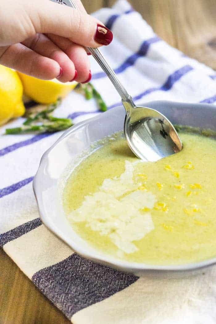 Crème d'asperges: creamy asparagus soup via MonPetitFour.com