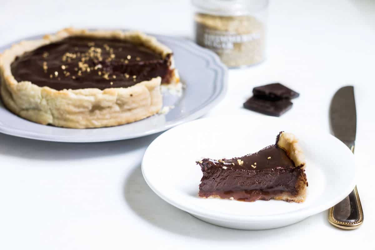 chocolate tart with caramel