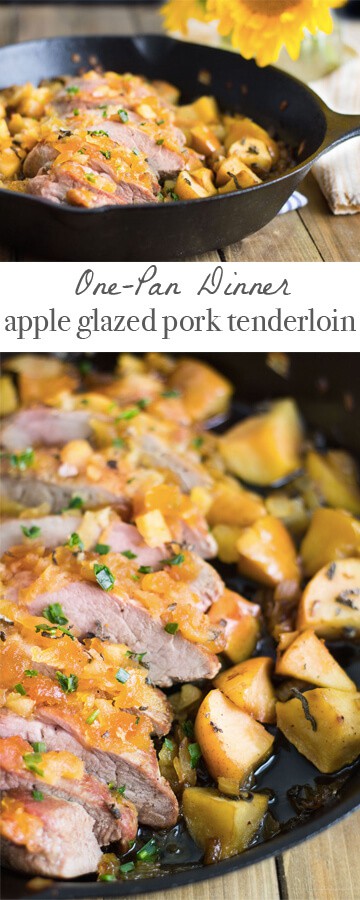 Apple Glazed Pork Tenderloin (a one-pan dinner). Recipe via MonPetitFour.com