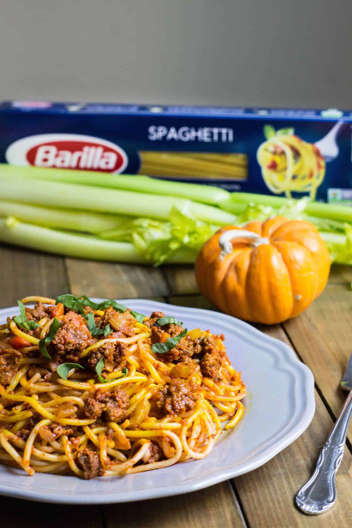pumpkin bolognese spaghetti