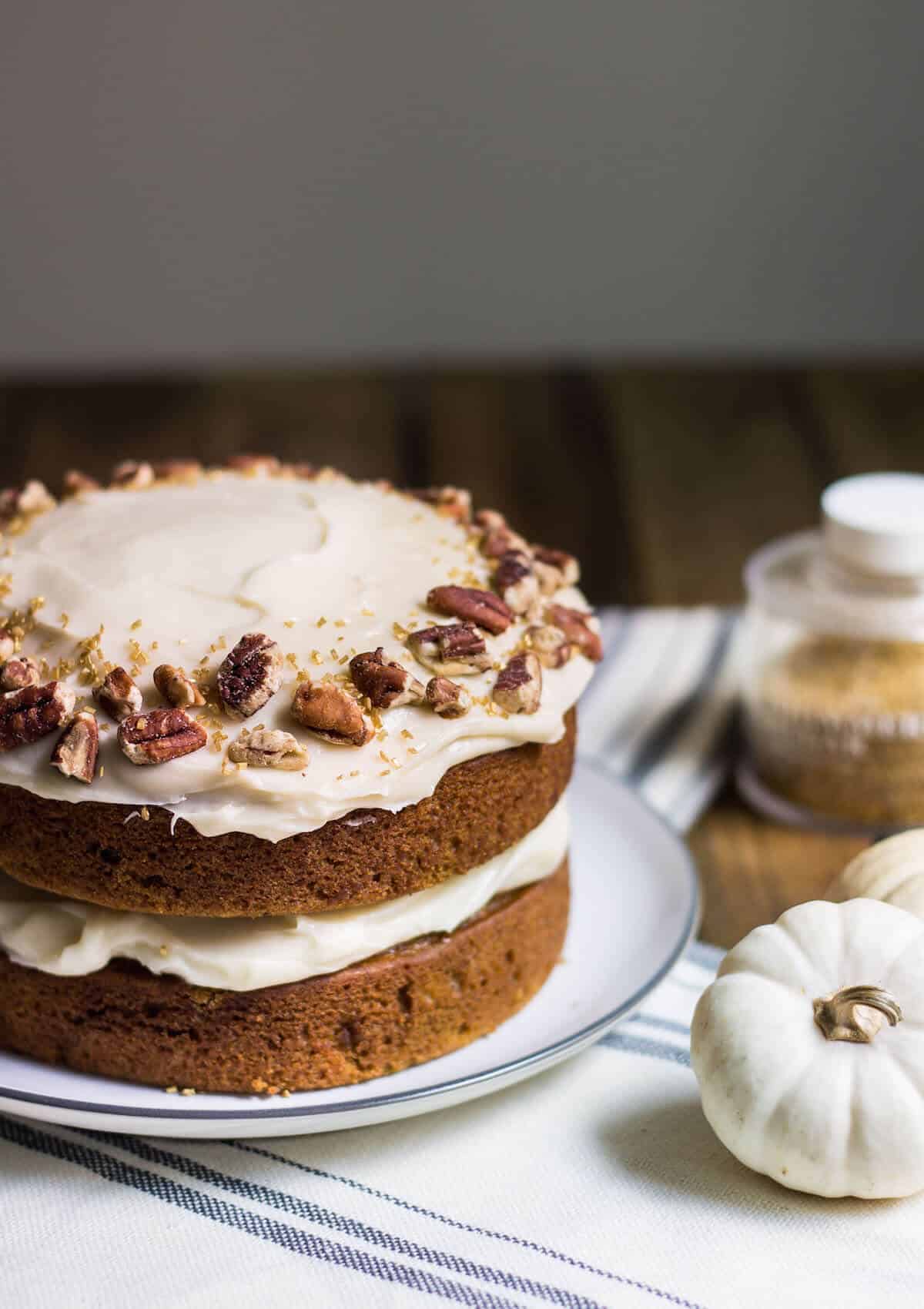pumpkin cake with maple frosting