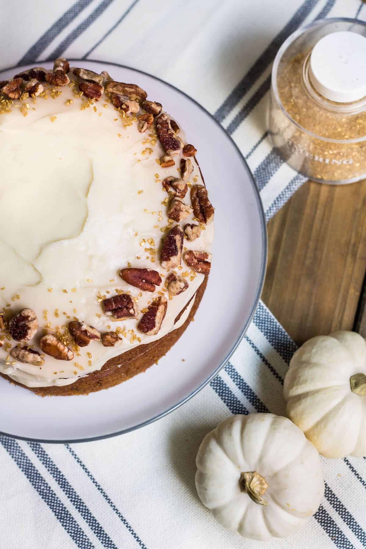 pumpkin cake with maple frosting