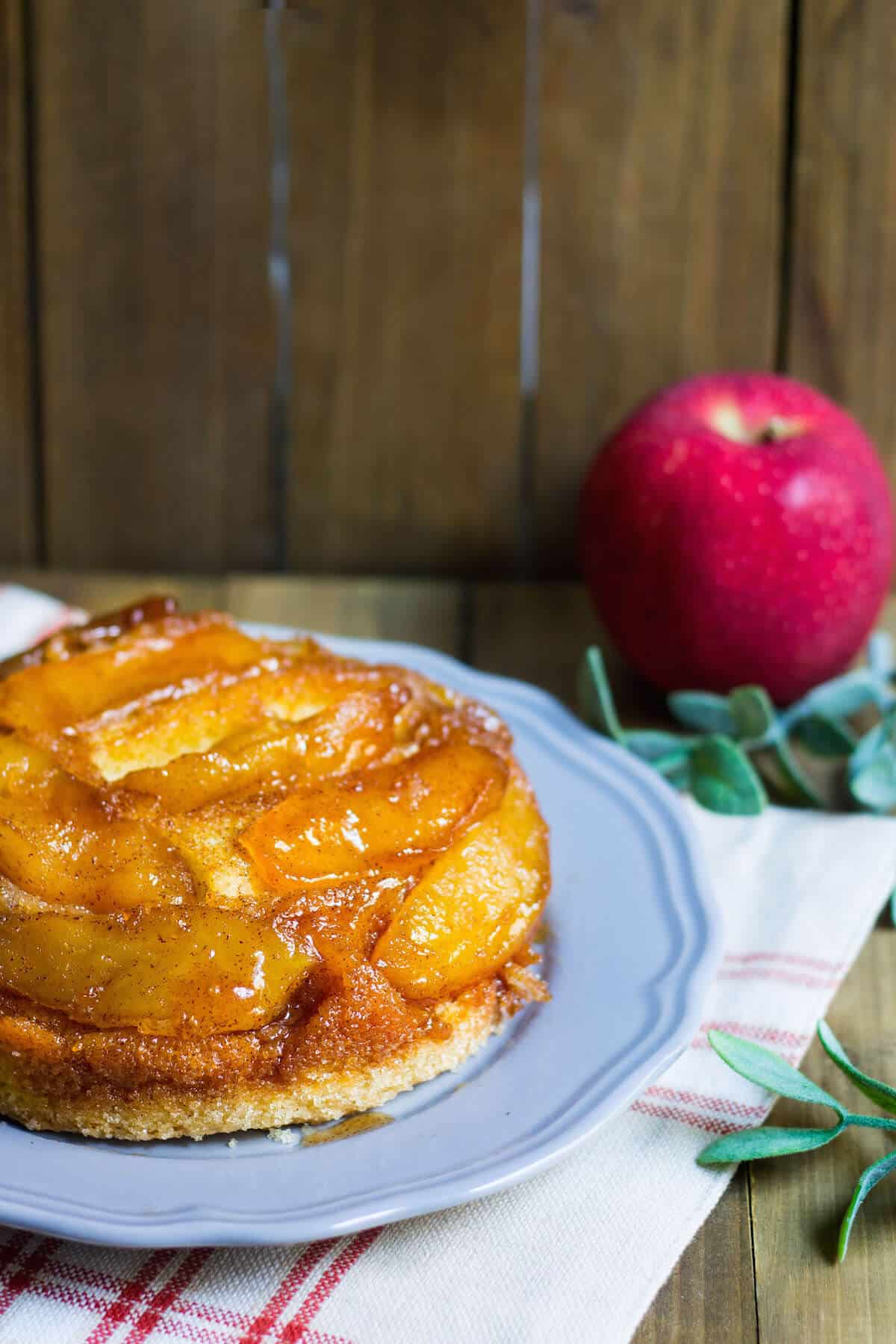 Upside-Down Apple Cake - A delicious French cake with caramelized apples. Recipe via MonPetitFour.com