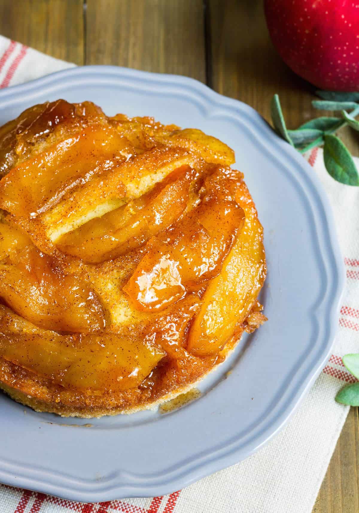 Upside-Down Apple Cake - A delicious French cake with caramelized apples. Recipe via MonPetitFour.com