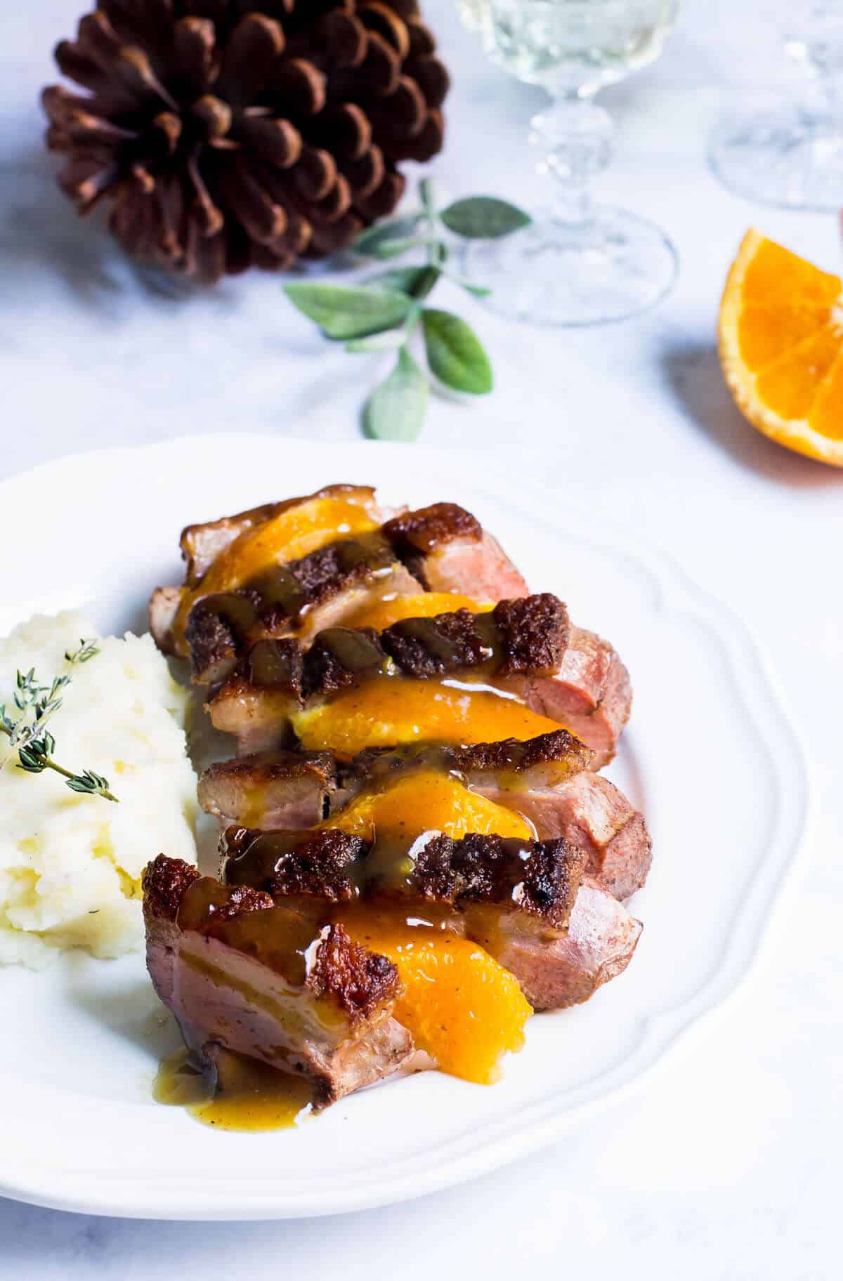 Duck with Orange Sauce, a French favorite! Recipe via MonPetitFour.com