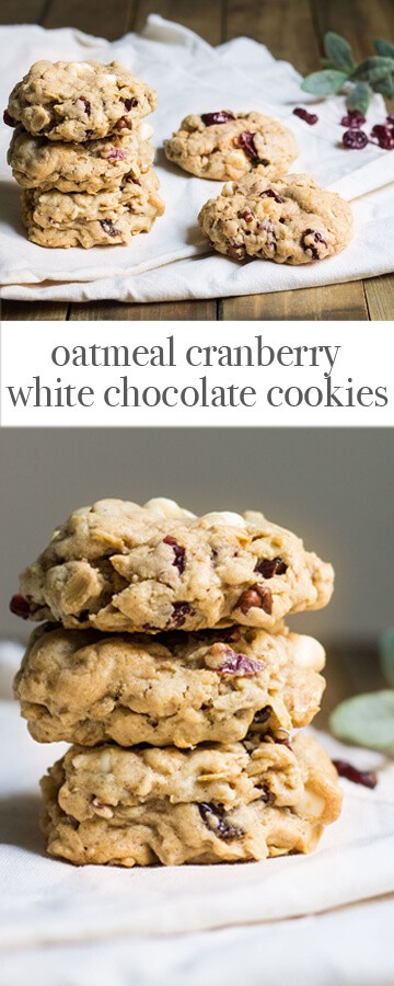 Oatmeal Cranberry White Chocolate Cookies for the Holidays. Recipe via MonPetitFour.com