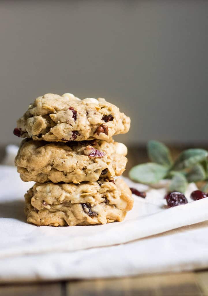 Oatmeal Cranberry White Chocolate Cookies for the Holidays. Recipe via MonPetitFour.com
