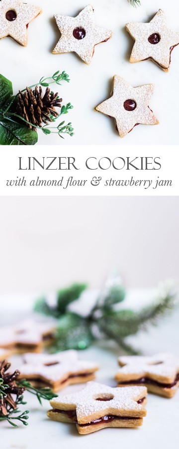 Linzer Cookies made with almond flour and strawberry jam. Recipe via MonPetitFour.com