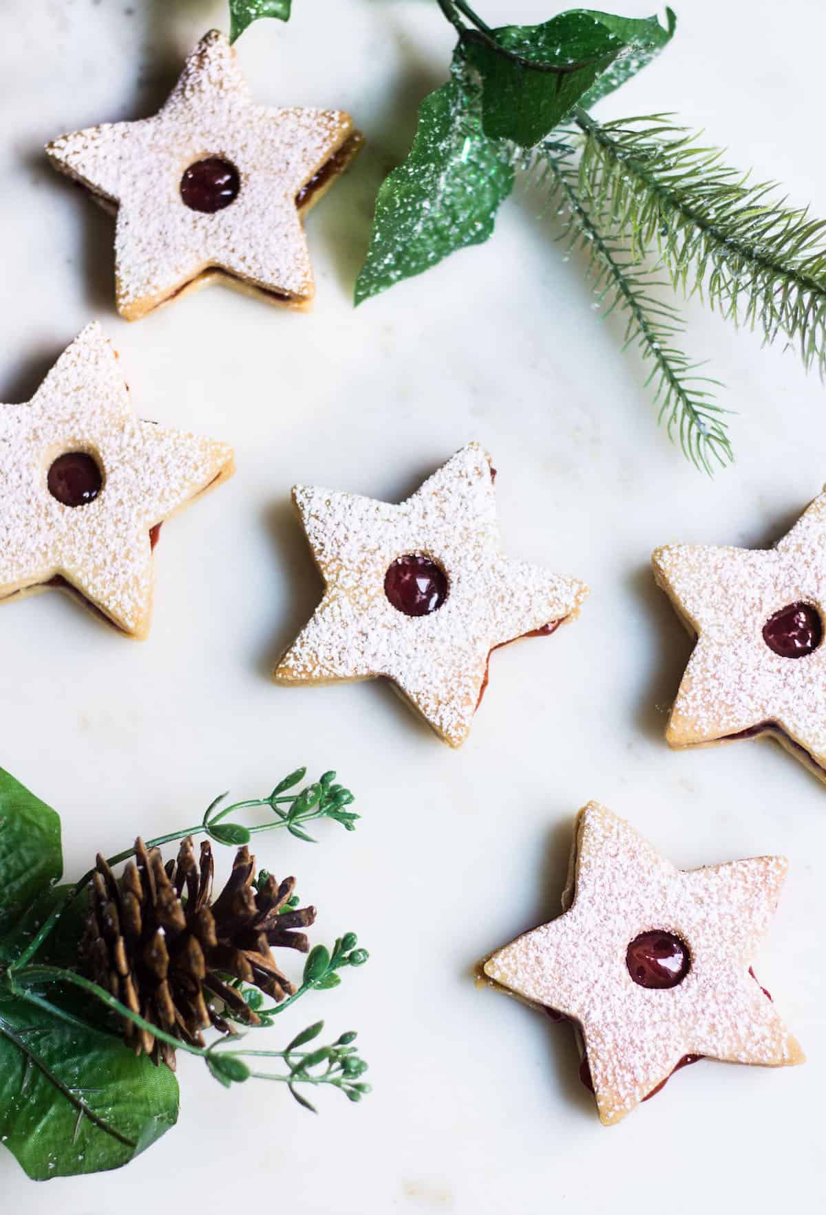 Linzer Cookies made with almond flour and strawberry jam. Recipe via MonPetitFour.com