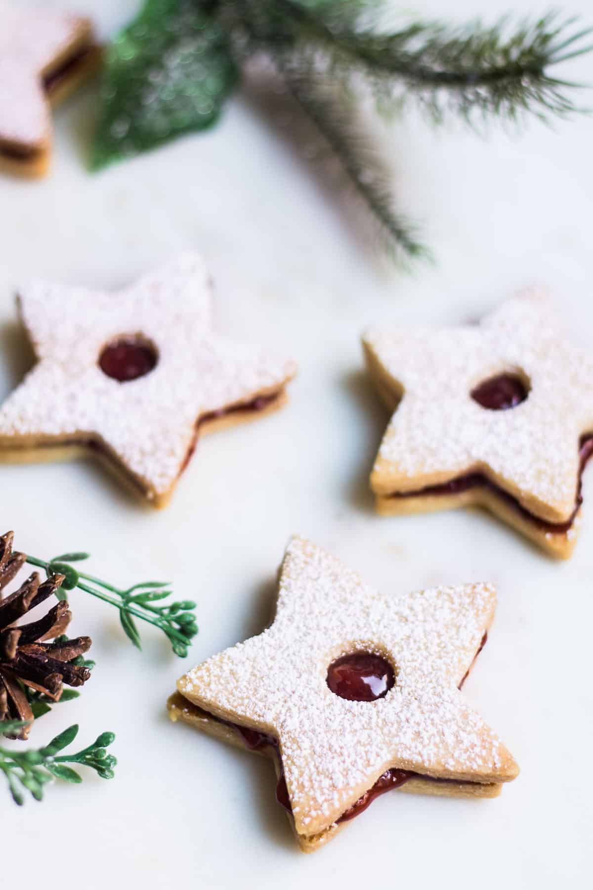 Linzer Cookies made with almond flour and strawberry jam. Recipe via MonPetitFour.com