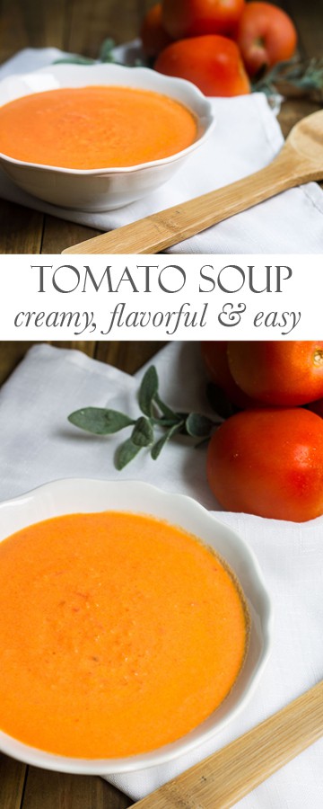 Tomato Soup: rich and creamy, made in a cinch! Recipe via MonPetitFour.com