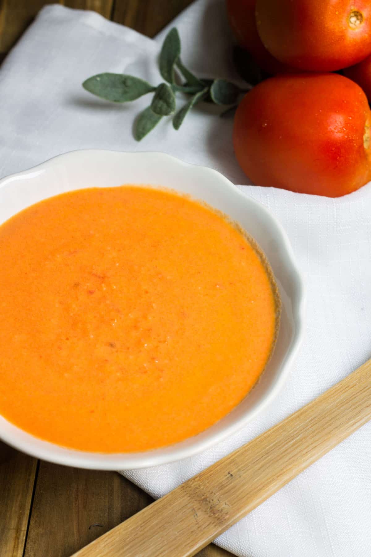 Tomato Soup: rich and creamy, made in a cinch! Recipe via MonPetitFour.com