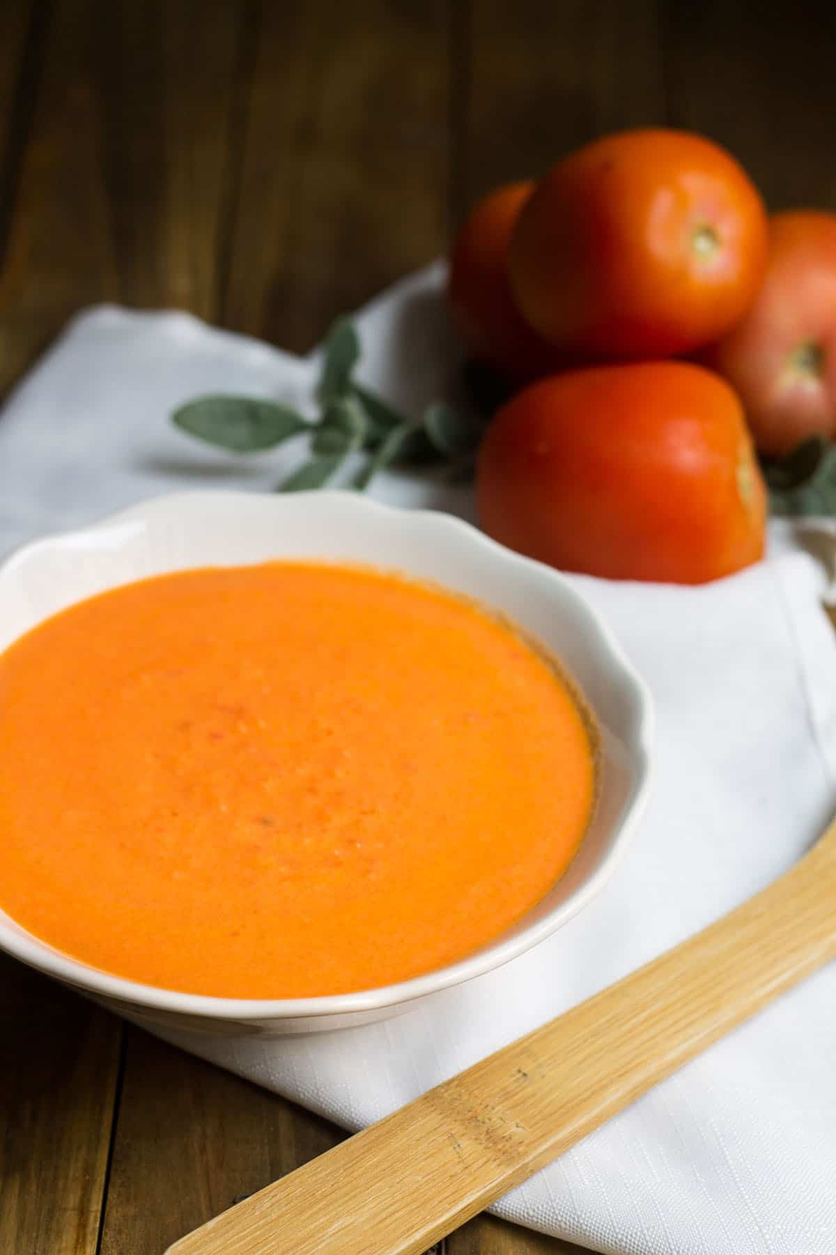 Tomato Soup: rich and creamy, made in a cinch! Recipe via MonPetitFour.com