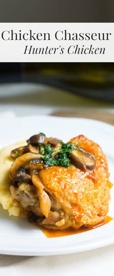 Chicken Chasseur (Hunter's Chicken): a one-pot meal of chicken with mushrooms in a white wine-tomato sauce. Recipe via MonPetitFour.com