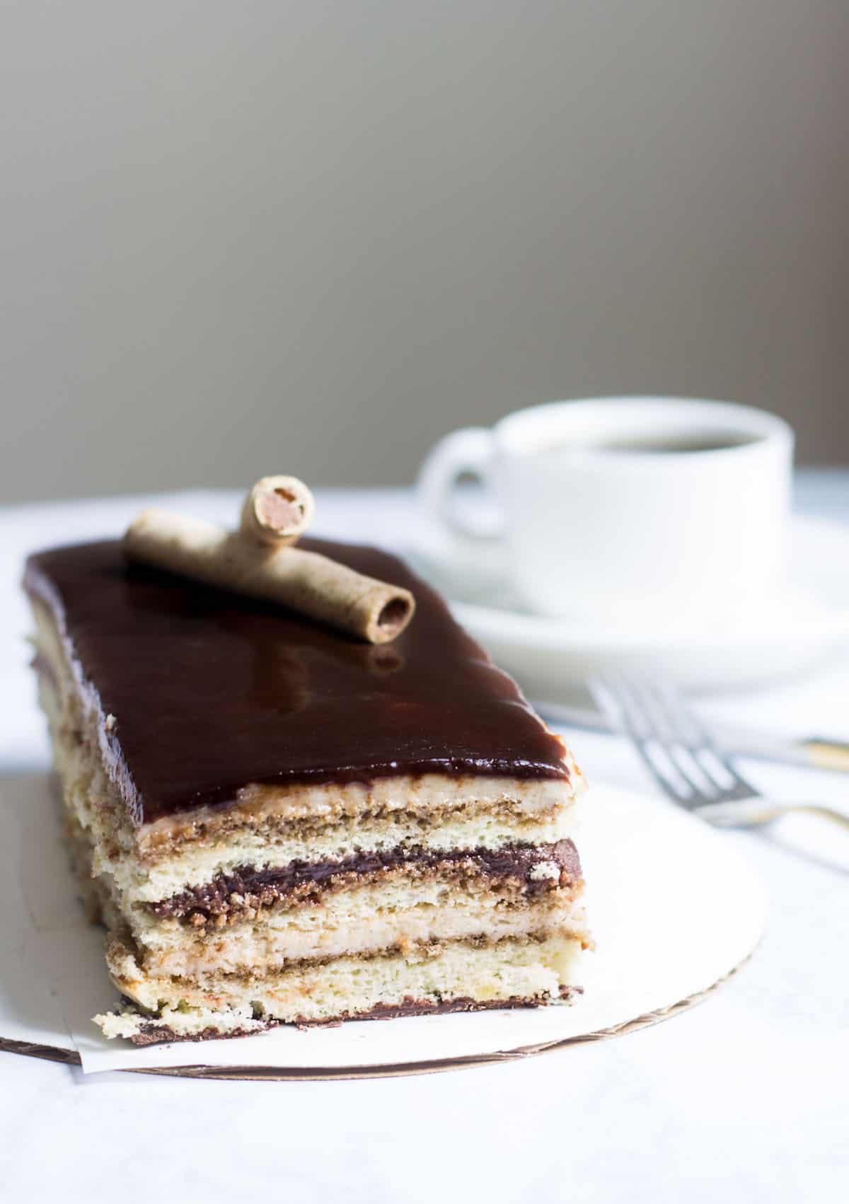 Opera Cake Made Easy! Create this beautiful and delicious coffee-flavored cake via MonPetitFour.com