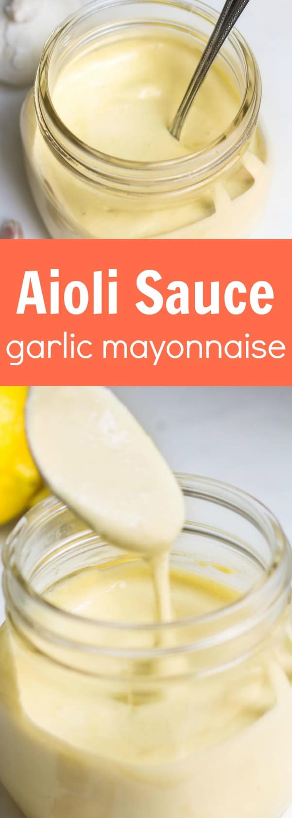 Aioli: a creamy garlic mayonnaise that's perfect on sandwiches, burgers, fries, and more! Recipe via MonpetitFour.com