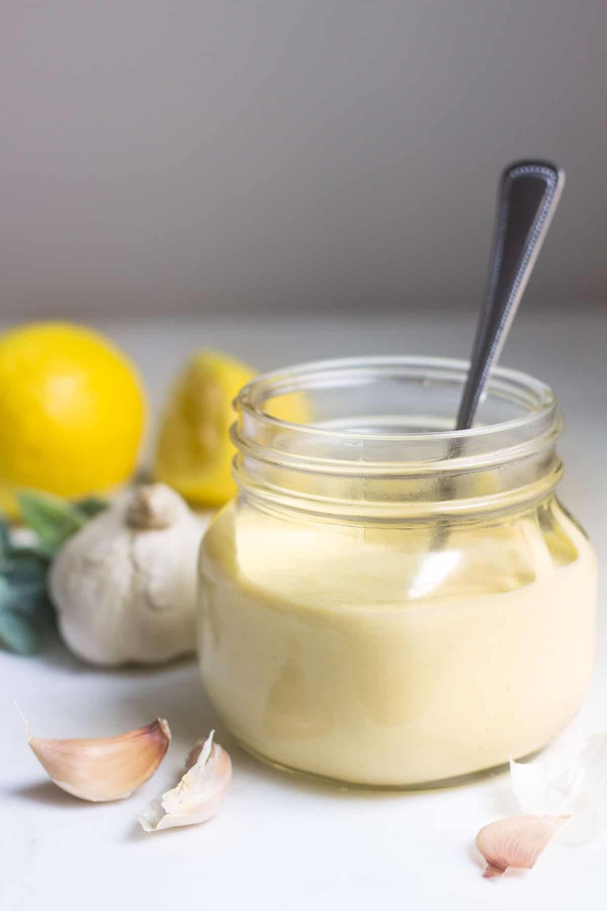 Aioli: a creamy garlic mayonnaise that's perfect on sandwiches, burgers, fries, and more! Recipe via MonpetitFour.com