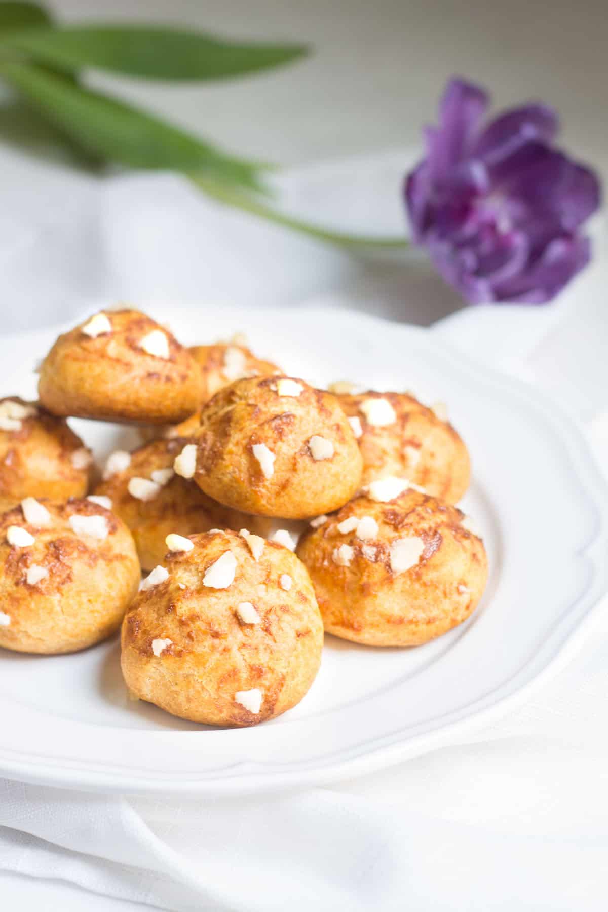 Chouquettes: pastry puffs topped with pearl sugar. Recipe via MonPetitFour.com