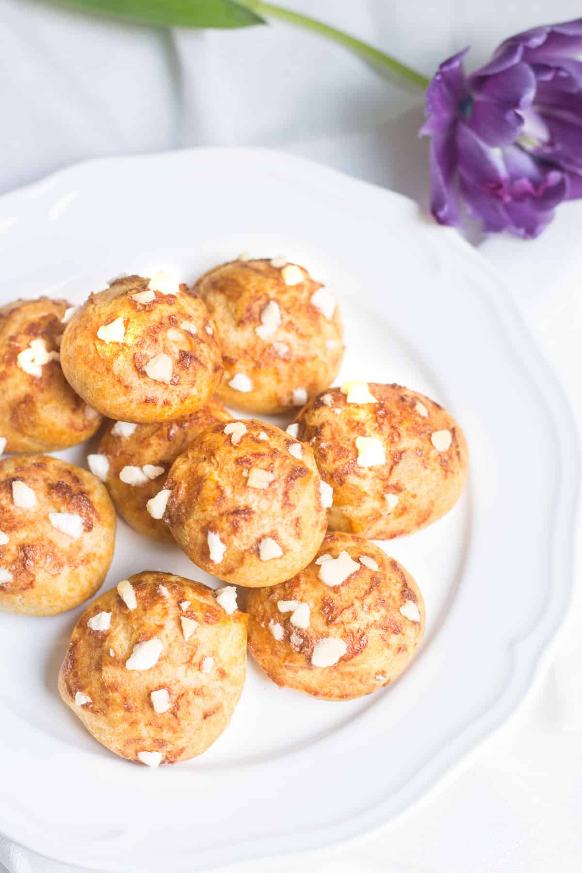 Chouquettes: pastry puffs topped with pearl sugar. Recipe via MonPetitFour.com