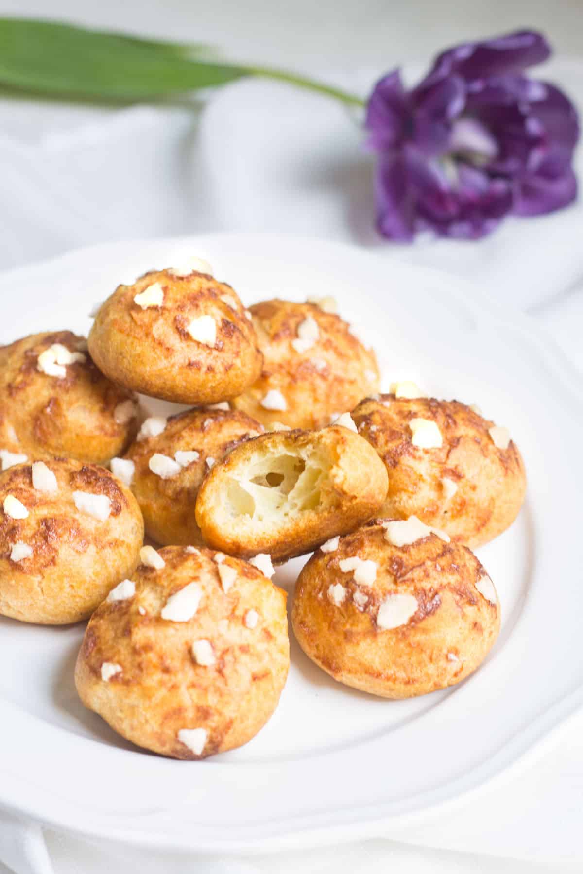 Chouquettes: pastry puffs topped with pearl sugar. Recipe via MonPetitFour.com