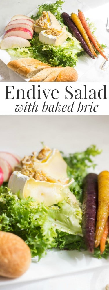 Endive Salad with Baked Brie: A perfect lunch salad or appetizer. Recipe via MonPetitFour.com