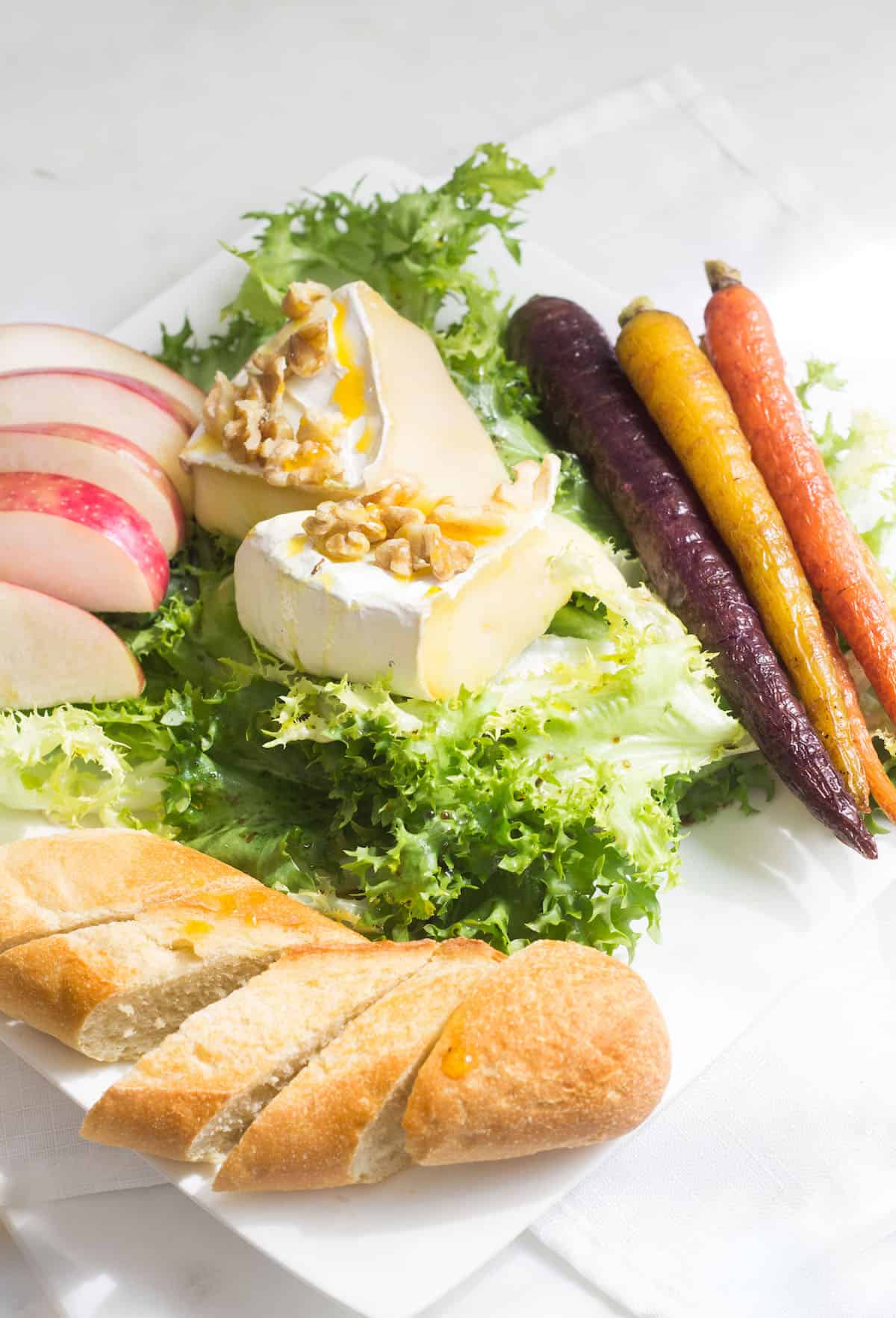 Endive Salad with Baked Brie: A perfect lunch salad or appetizer. Recipe via MonPetitFour.com