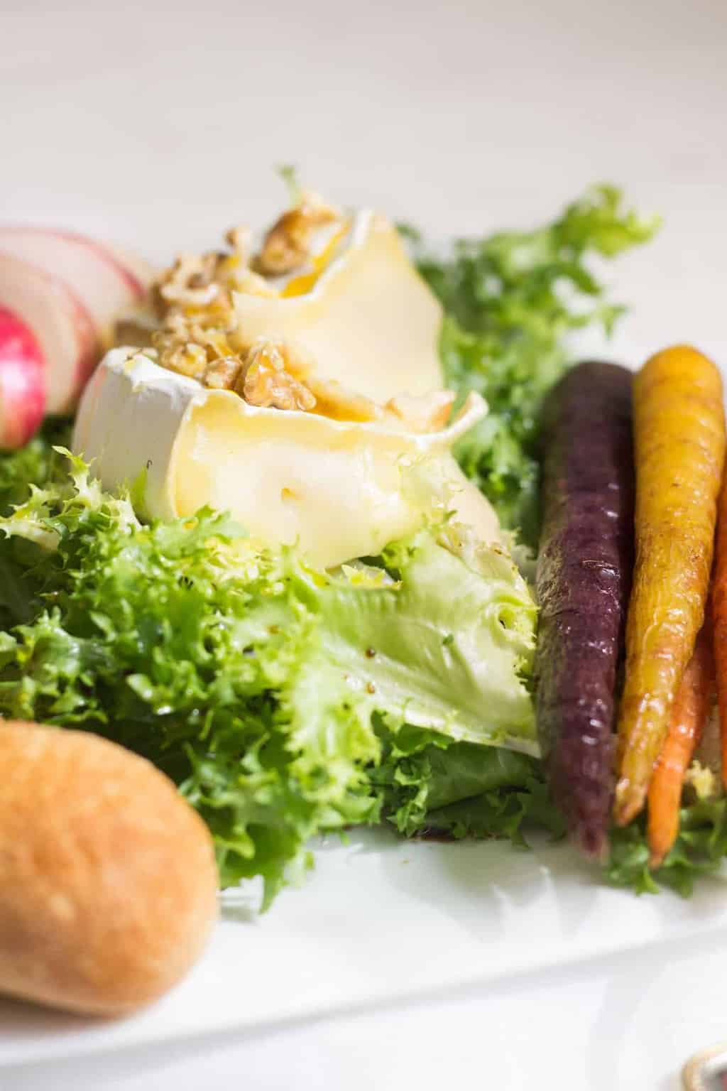 Endive Salad with Baked Brie: A perfect lunch salad or appetizer. Recipe via MonPetitFour.com
