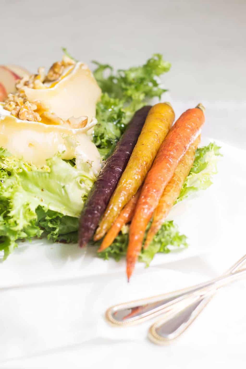 Endive Salad with Baked Brie: A perfect lunch salad or appetizer. Recipe via MonPetitFour.com