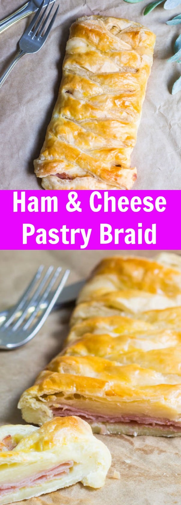 Ham and Cheese Pastry Braid: crowd-pleasing breakfast dish or appetizer! Recipe via MonPetitFour.com