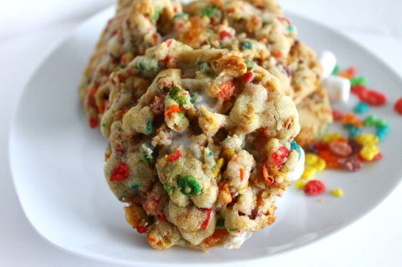 Fruity Pebble Cookies close up shot