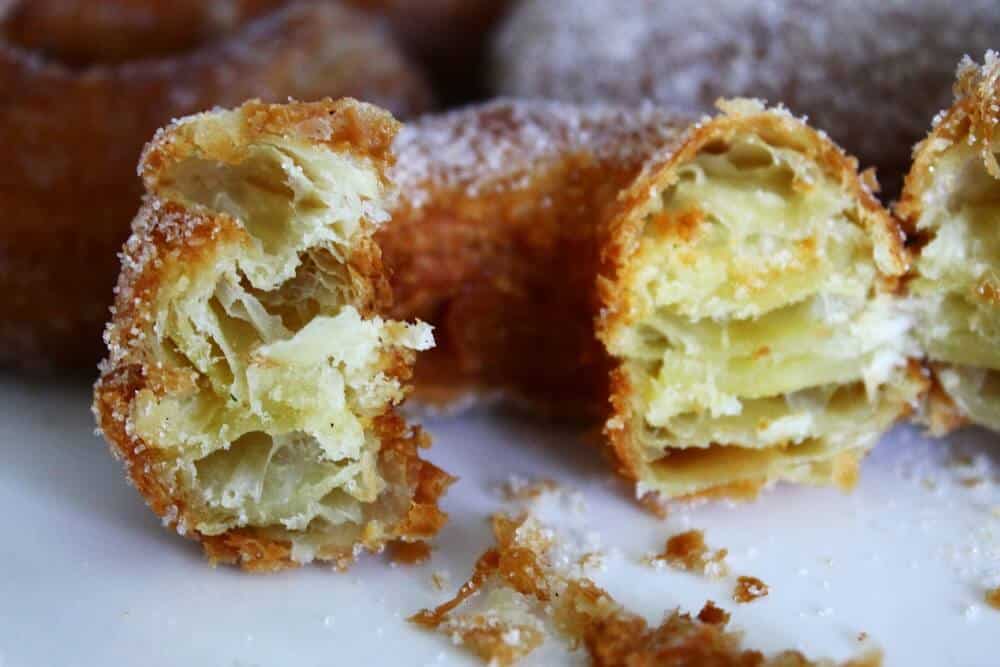cronut close up shot of interior layers