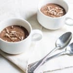 Chocolate Pudding (creme au chocolat): quick and easy, no-bake silky, rich pudding. Made without eggs. French dessert recipe via MonPetitFour.com