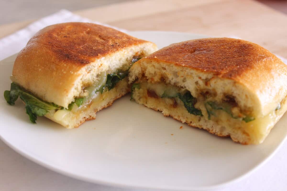 grilled brie cheese wide shot