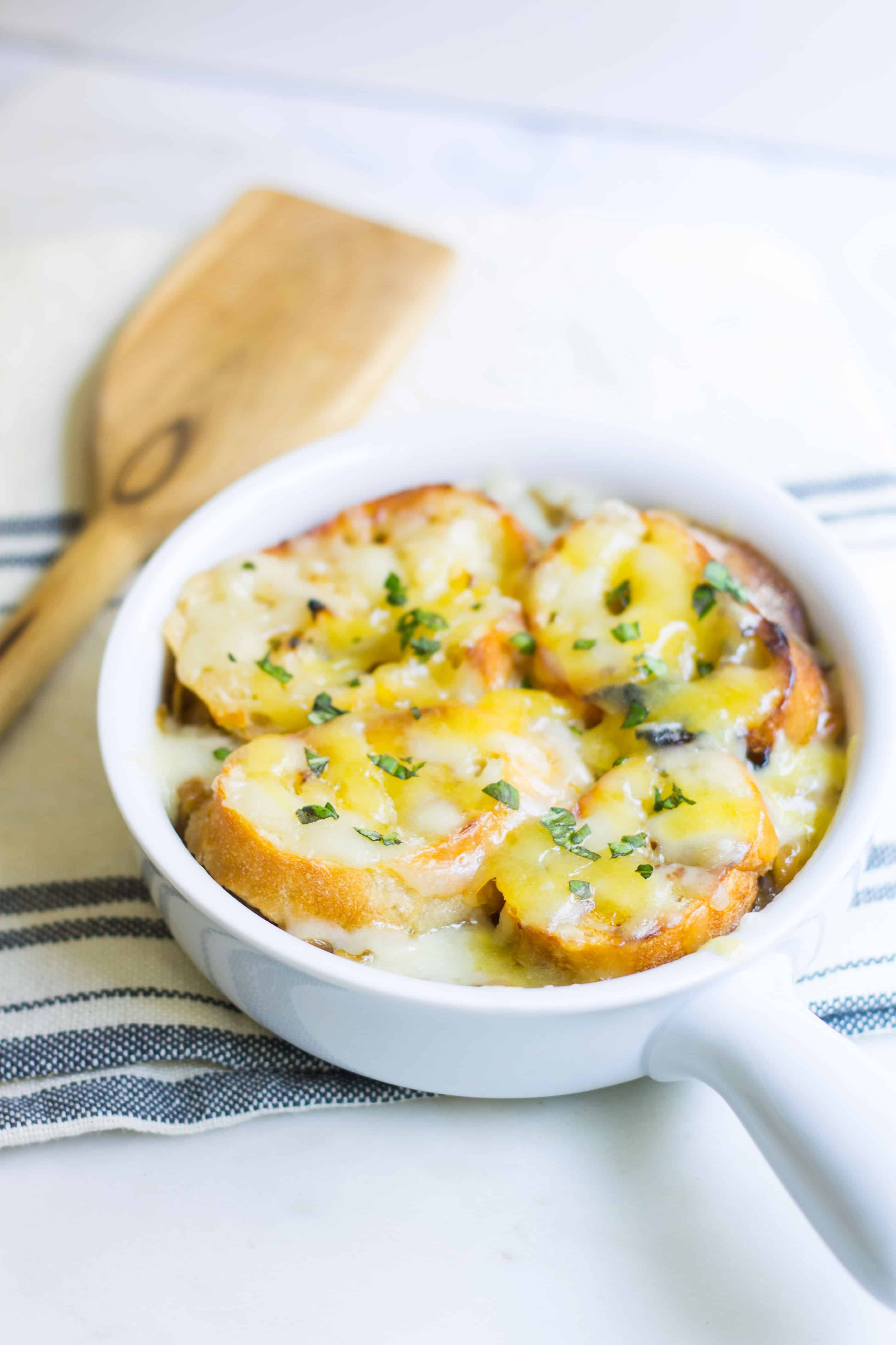Onion Soup in an oven-safe French onion soup bowl