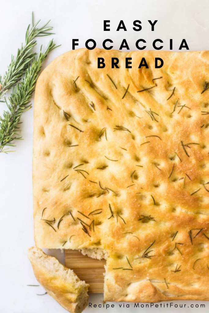 Easy Focaccia Bread Recipe made right at home! Easy bread recipes found at MonPetitFour.com