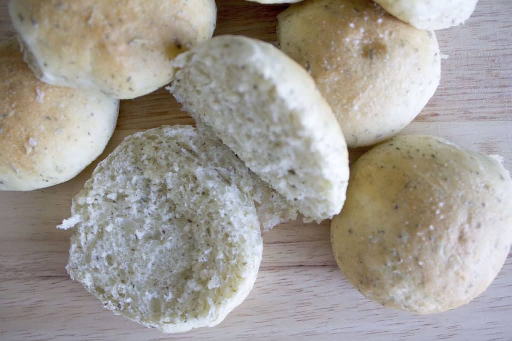 herbed dinner rolls recipe cut open image