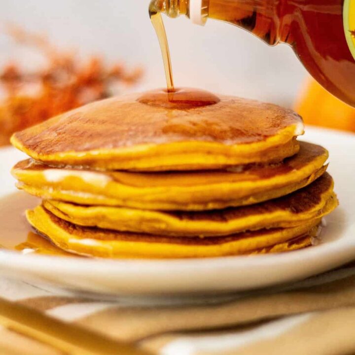 pumpkin spice pancakes with syrup