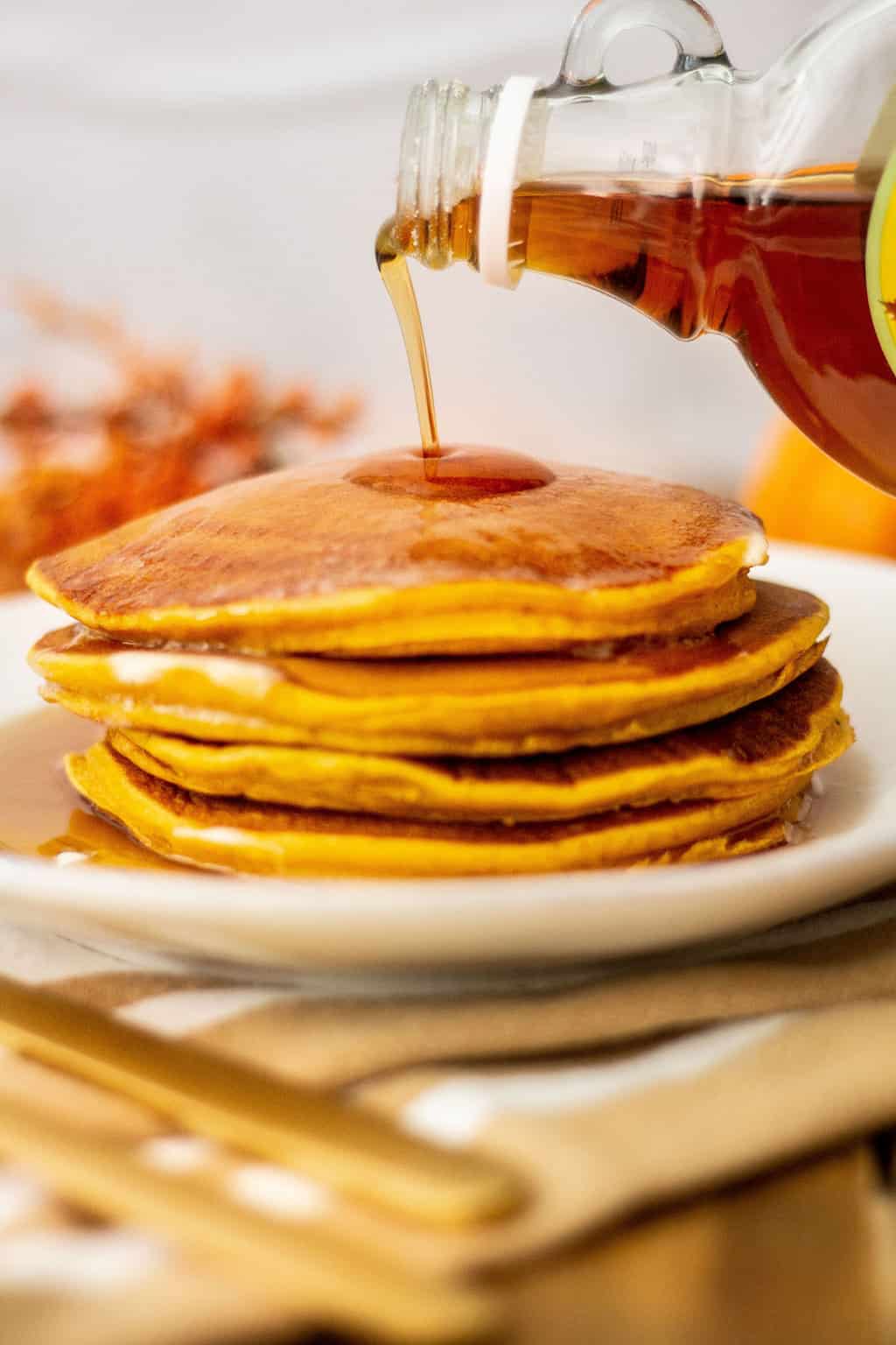 pumpkin spice pancakes with syrup