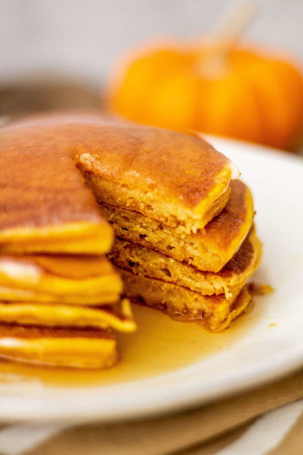 pumpkin spice pancakes cut into image