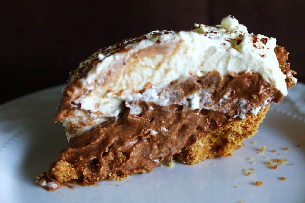 French Silk Pie slice on a plate image