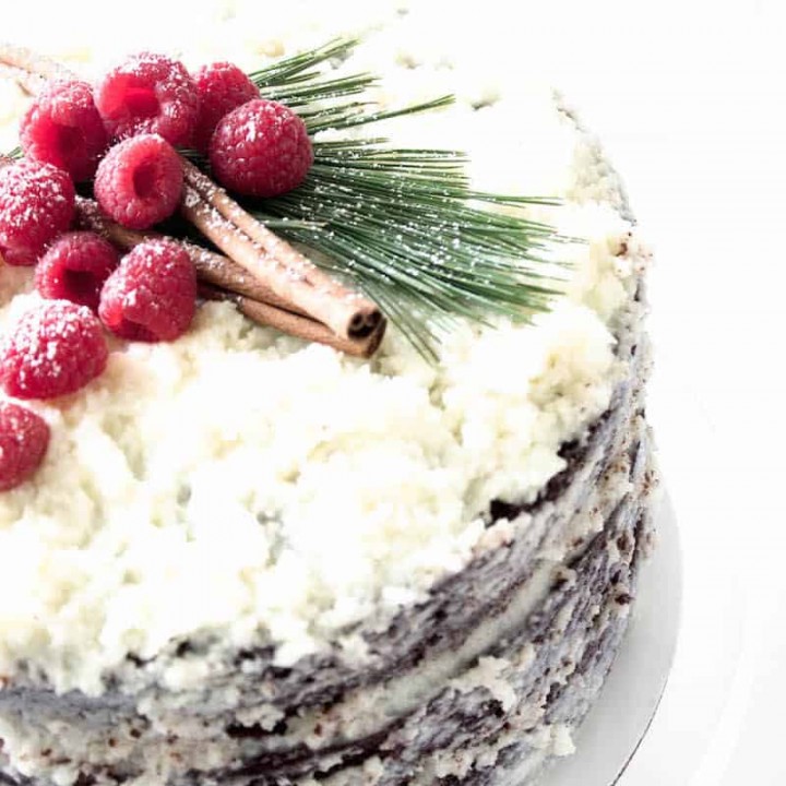 chocolate raspberry cake layers